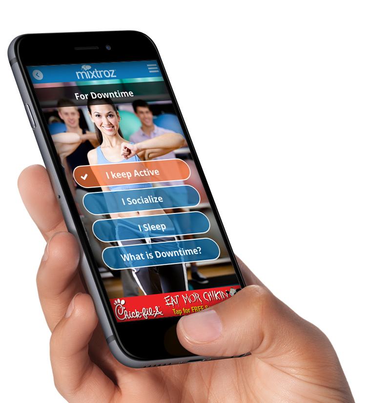 A mobile app created by Appnexio shown on a phone held in hand